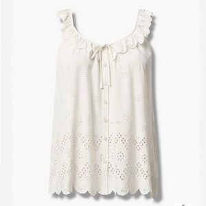 Torrid Ivory Eyelet Ruffle Tie Front Tank Top Sz 2X
